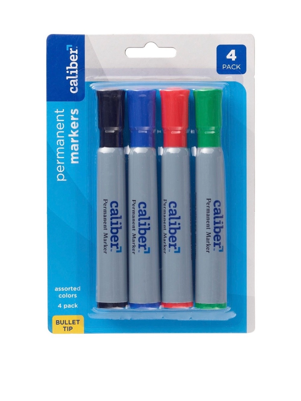 Set of 3 Caliber 4-Pack Permanent Markers - Black, Blue, Red, Green